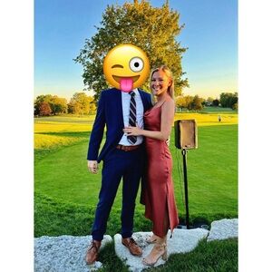 Petal & Pup copper midi cowl neck dress